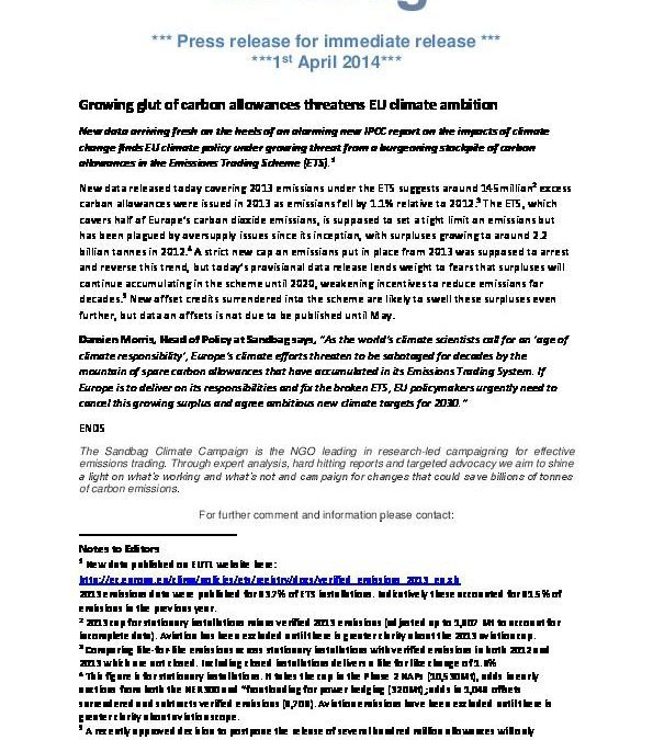 Growing glut of carbon allowances threatens EU climate ambition
