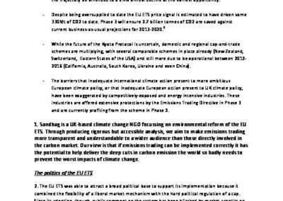 Submission to the House of Commons Energy and Climate Change Committee Inquiry into the EU ETS