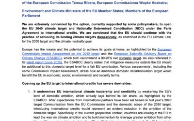 Open letter against international credits integration into the EU 2040 climate target and NDC